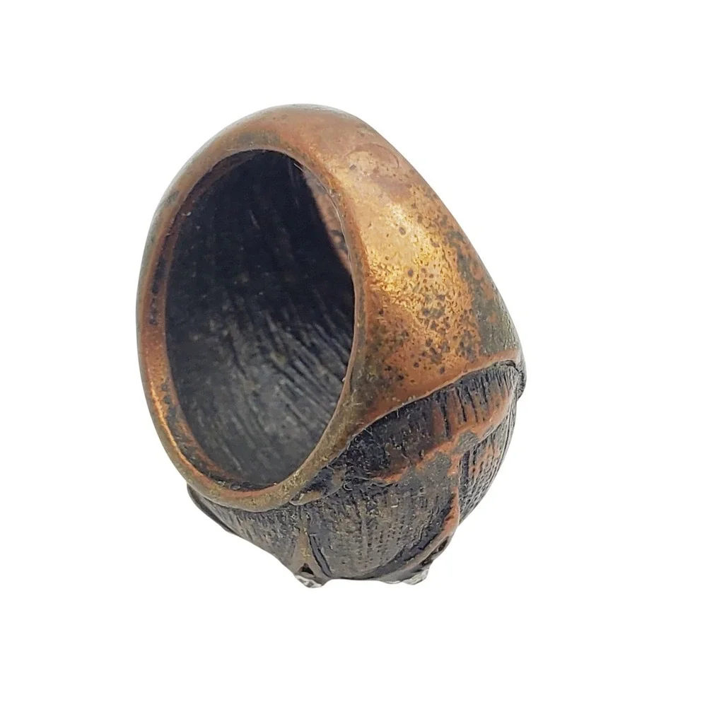 Chunky Dome Starburst‎ Crystal Ring Antique Brass Copper Vintage Style Size 5.5
